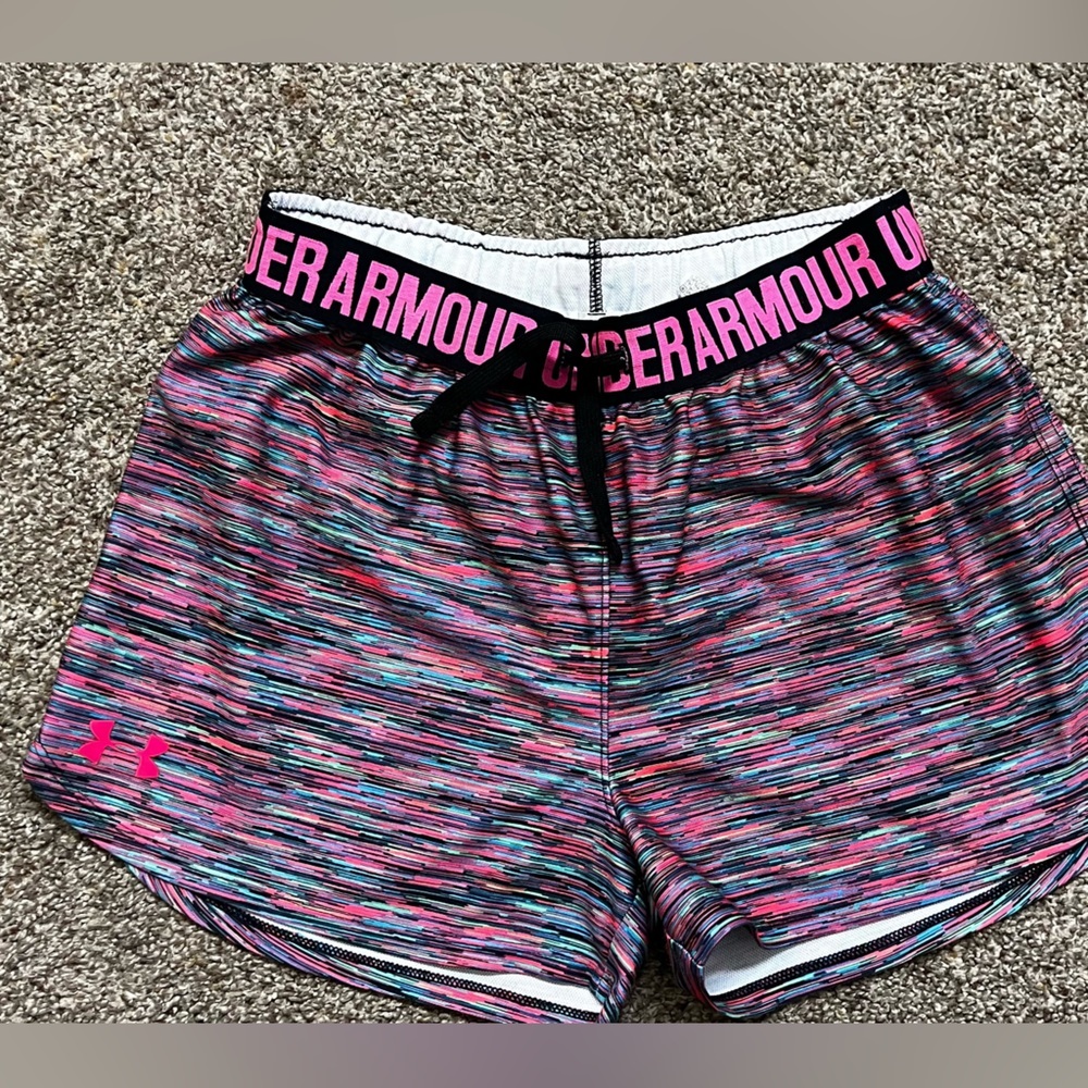 Under Armour Pink and Blue Athletic Shorts Moisture-Wicking Comfort